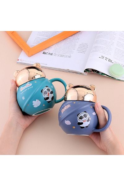 hediyeconcepti 350ml Ceramic New Creative Cute Kitty Mug Cup Set