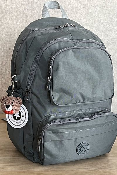 NEMO BAGS Unisex γκρι σχολική τσάντα - για φορητό υπολογιστή, ταξίδια και αθλήματα, αδιάβροχη, μπρελόκ με σχέδιο Amigurumi
