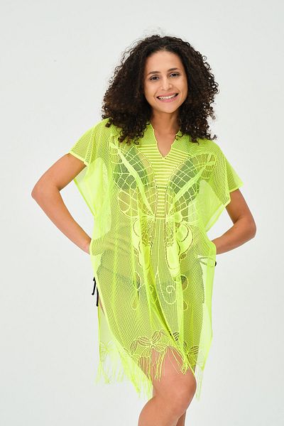 myfirstsea Pareo Lacy Butterfly Pattern And Plain Tassel Pareo Yellow Color Pareo For Beach And Pool