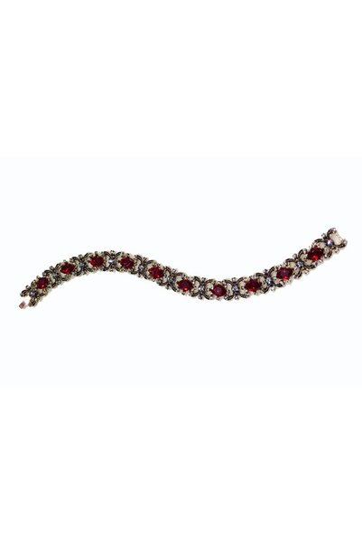 Aşina Gümüş Elmas Montür Swarovski ve Yakut Taşlı Bileklik