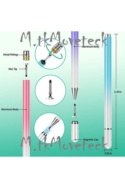 m.tk moveteck Tüm Cihazlar Ile Uyumlu Stylus Yazı Çizim Ders Kalemi Dokunmatik Rainbow Çift Renkli Çocuklar Için