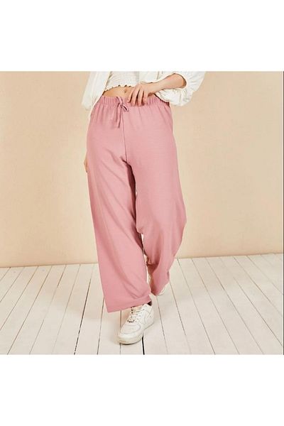 FATELLA Women Mother Aerobin Comfortable Fabric Elastic Waist Wide Leg Pants
