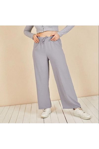 FATELLA Women Mother Aerobin Comfortable Fabric Elastic Waist Wide Leg Pants