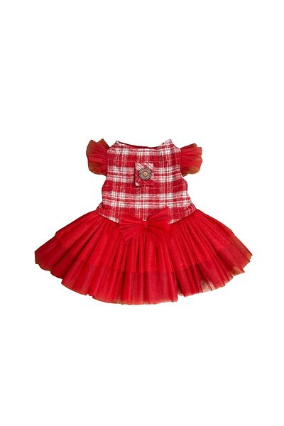 Bi Dolap Ponçik New Year Love Dress Red Cat Dog Clothes & Dress