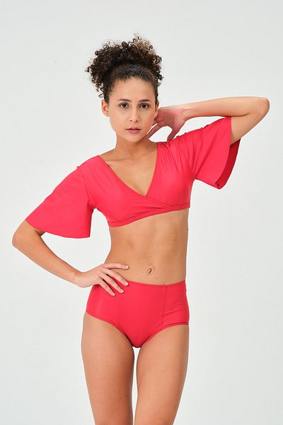 vawensea Women's High Waist Bikini Set Red (with Breast Pad)