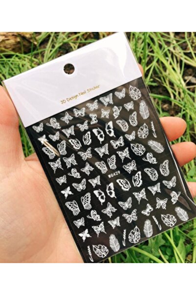 Beauty Box Beyaz Kelebek Tırnak Süsleme Nail Art Kendinden Yapışkanlı Sticker...