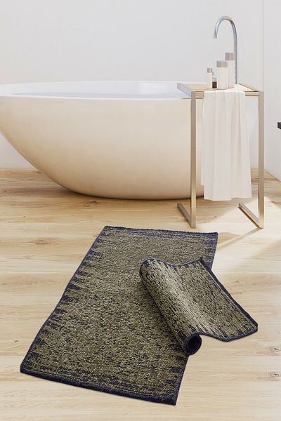 Dekoreko Σετ καθίσματος τουαλέτας Paris Chenille Woven 2 τεμαχίων Χαλάκι μπάνιου Antique Green