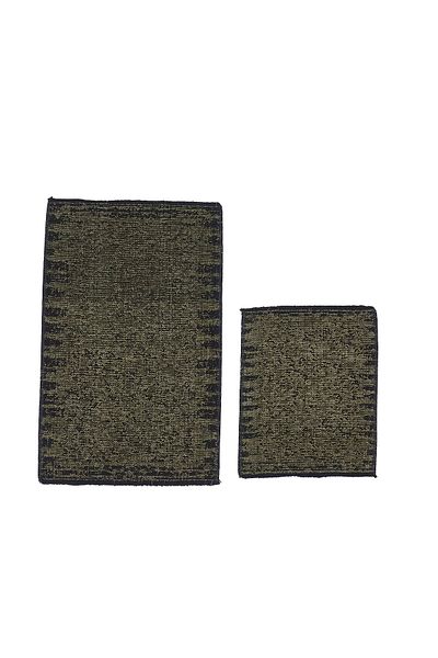 Dekoreko Σετ καθίσματος τουαλέτας Paris Chenille Woven 2 τεμαχίων Χαλάκι μπάνιου Antique Green