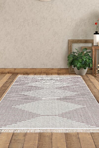 Dekoreko Kaymaz Taban Djt Salon Halısı Star Pamuk Saçaklı Iskandinav F5085 Mü...