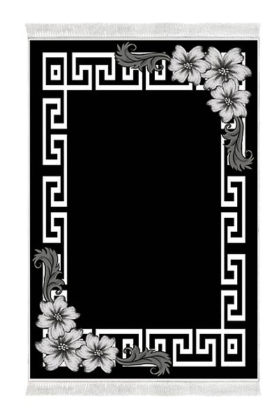 Dekoreko Non-Slip Base Djt 2 Piece Bathroom Mat Set Star Leather Fringed Modern Kt494 Black