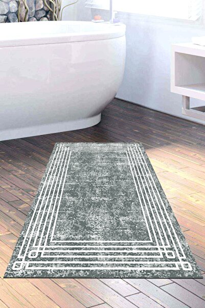 Dekoreko Kaymaz Taban Djt Banyo Halısı Trend Modern M5142 Gri