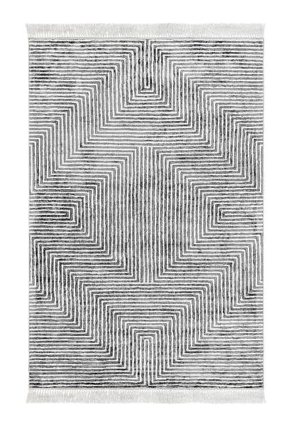 Dekoreko Non-Slip Base Djt 2-Piece Bath Mat Set Star Cotton Fringed Modern Mu134 Gray