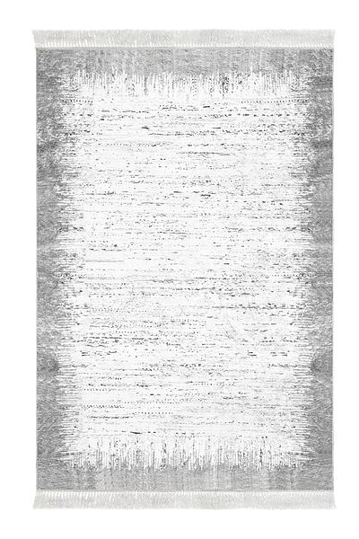 Dekoreko Non-Slip Base Djt 2 Piece Bathroom Mat Set Star Leather Fringed Modern 1342 Gray