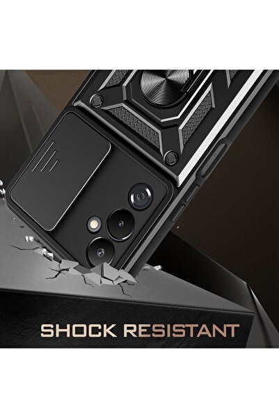 Fibaks Tecno Pova 4 Pro Case with Camera Protection Sliding Ring Armor Military Tank Protective Cover