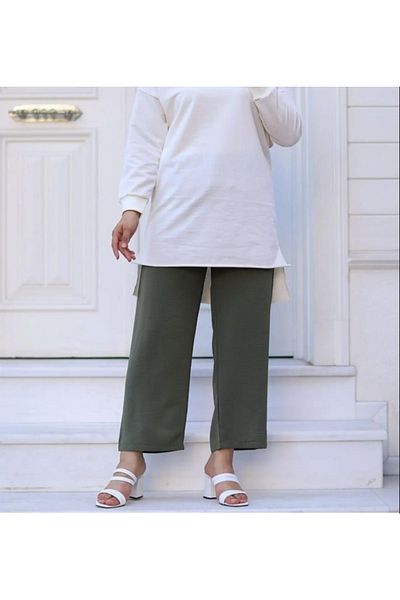 FATELLA Women Mother Aerobin Comfortable Fabric Elastic Waist Wide Leg Pants