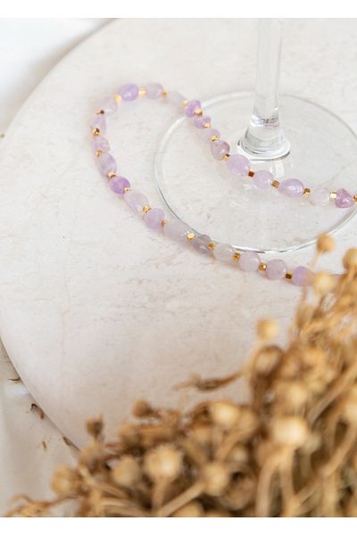 CHARMLUCKY Natural Amethyst Stone Necklace