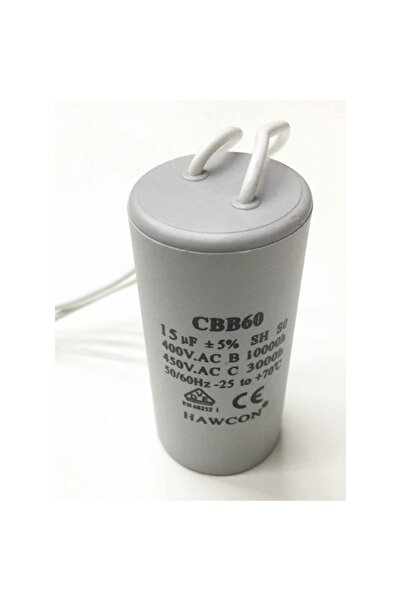 EKON KONDANSATÖR 15uf 15 Mf 450v Daimi Kondansator - Cbb60, Plastik Tüp, Kablolu - Hawcon