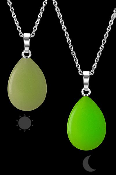 Tesbih Atölyesi Certified Drop Model Phosphor Stone Necklace - With Silver Device (SHINE IN THE DARK)