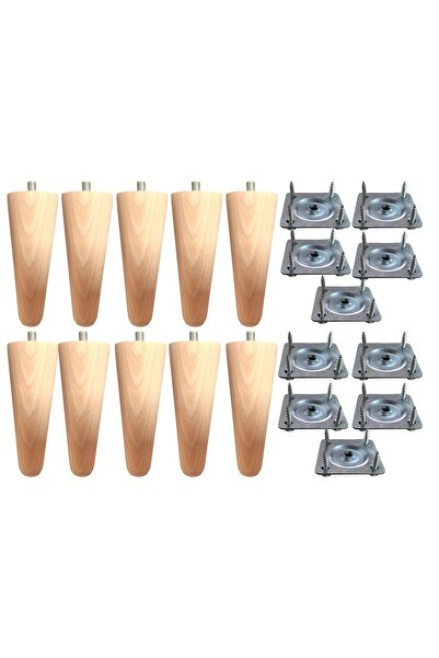 Vera Hediyelik Eşya Pachet de 10 picioare din lemn conice 14 cm canapea-baza-...