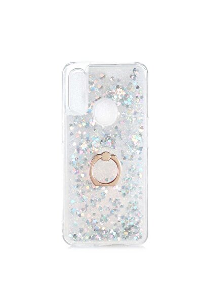 HEPTEKİLETİŞİM Oppo A31 Kılıf Sıvılı Akışkanlı Renkli Desenli Simli Yüzüklü S...