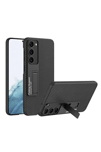 Rivor Samsung Galaxy S23 Uyumlu Kılıf Standlı Kamera Korumalı Karbon Fiber Ve...
