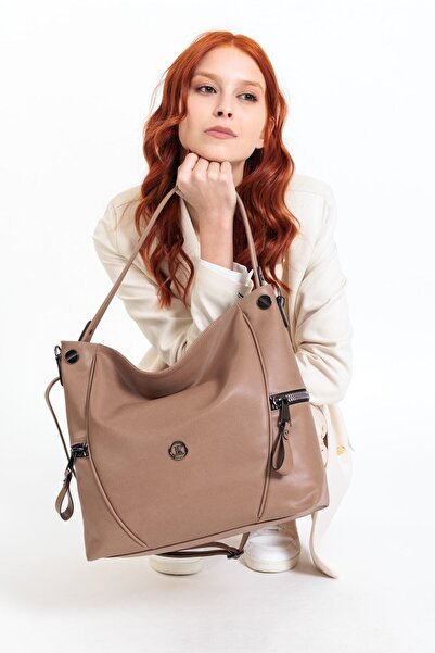 MESCHAIN Geantă de umăr cu curea lungă model casual Mink