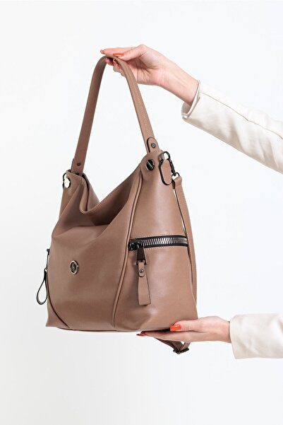 MESCHAIN Geantă de umăr cu curea lungă model casual Mink