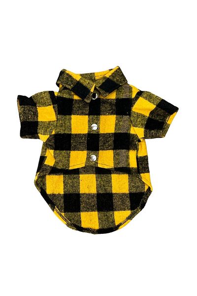 Bi Dolap Ponçik Bee Lumberjack Shirt Soft Textured Lumberjack Fabric Yellow Black Plaid Cat Dog Clothing & Shirt