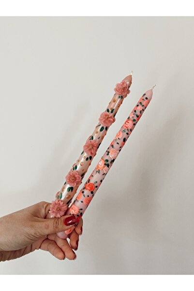 STUDIO SOI CANDLE&MORE 2’li Rosegold Flowers Şamdan Mumu Seti
