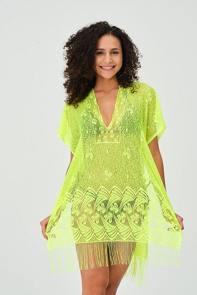 myfirstsea Pareo Lacy Flower Pattern And Plain Tassel Pareo Yellow Color Pareo For Beach And Pool