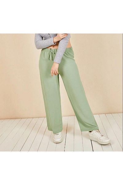 FATELLA Women Mother Aerobin Comfortable Fabric Elastic Waist Wide Leg Pants