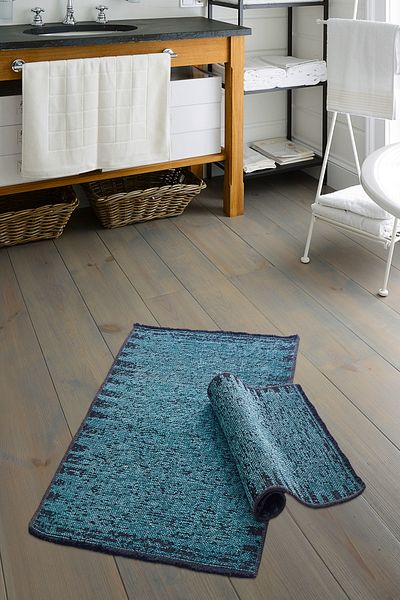 Dekoreko Σετ καθίσματος τουαλέτας Paris Chenille Woven 2 τεμαχίων Χαλάκι μπάνιου Αντίκα Τυρκουάζ