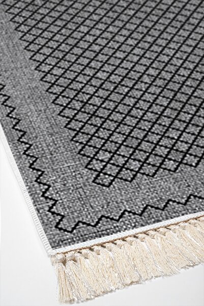 Dekoreko Non-Slip Base Djt 3-Piece Bathroom Mat Set Trend Mixed Oval Modern M5001 Gray