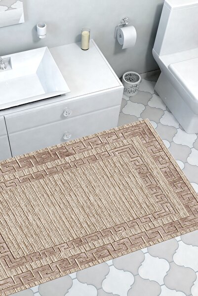 Dekoreko Kaymaz Taban Djt Banyo Halısı Star Pamuk Modern F5036 Kahve