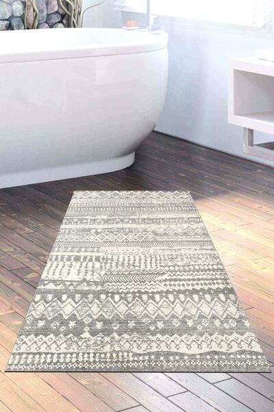 Dekoreko Kaymaz Taban Djt Banyo Halısı Trend Iskandinav F5080 Gri