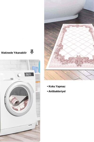 Dekoreko Kaymaz Taban Djt Banyo Halısı Trend Modern 748 Pudra