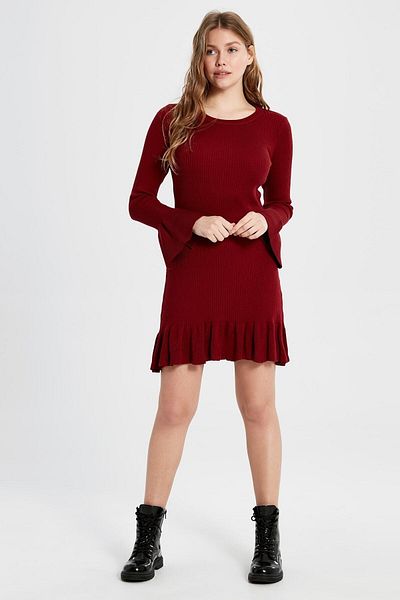 LC Waikiki Rochie de damă bordei cu mânecă lungă cu decolteu de la Your Fashion Style
