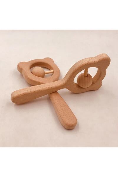 WooDanica Ahşap Diş Kaşıyıcı Oyuncak Kayın Ağaci Bebek Hediyelik