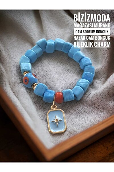 bizizmoda Murano Cam Bodrum Boncuk Charm Nazar Boncuk Bileklik Nazar Boncuklu...