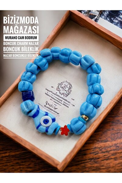 bizizmoda Murano Cam Bodrum Boncuk Charm Nazar Boncuk Bileklik Nazar Boncuklu...