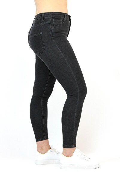 FİHA Dámské černé rovné džíny Gabardine Lycra Haset 4350