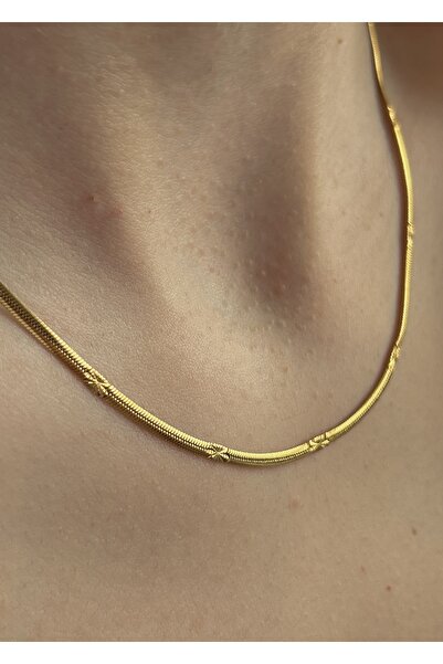 KİLİGİSTANBUL 45 Cm Ince Italyan&yıldız Plaka Gold Renk Çelik Kolye