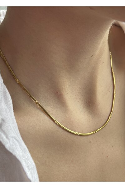 KİLİGİSTANBUL 45 Cm Ince Italyan&yıldız Plaka Gold Renk Çelik Kolye