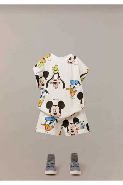 Moonly baby Disney Duck And Mickey Top and Bottom Shorts Set