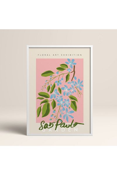 HOMEPACK Tablou cu rame din lemn alb Poster cu rame Decor artistic modern de perete (ABSTRACT37-WHITE-40X60)