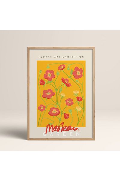 HOMEPACK Картина в рамка от естествено дърво, рамкиран плакат, артистична модерна декорация за стена (ABSTRACT35-WOOD-50X70)
