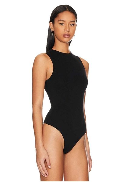 Zagrep Women's Black Zero Sleeve Bodysuit Silk Jersey