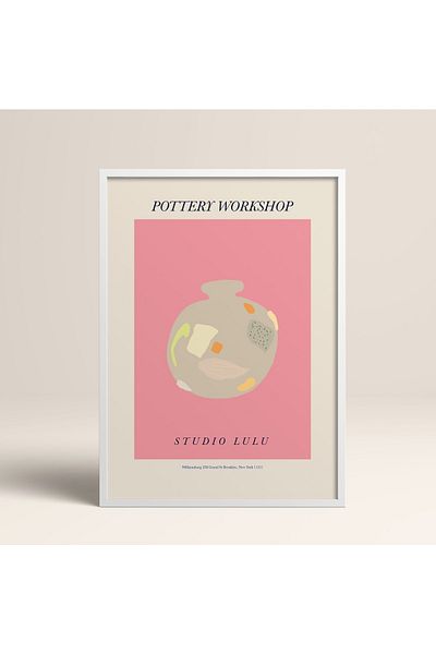 HOMEPACK Tablou cu rame din lemn alb Poster cu rame Decor artistic modern de perete (ABSTRACT02-WHITE-40X60)
