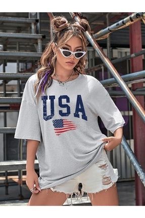 mercoledi Usa Amerika Bask l Fume Oversize T shirt Sala Boyfirend Fiyat Yorumlar Trendyol