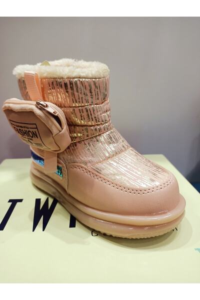 Lisanslı Markalar Kız Çocuk Cüzdanlı Kürklü Kaymaz Tabanlı Işıklı Termal Bot